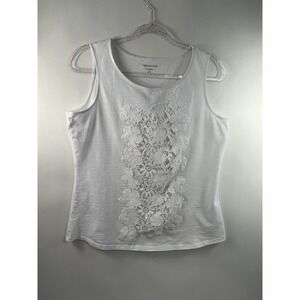 Coldwater Creek Tank Women's‎ Sz M (10-12) White Embroidered Applique